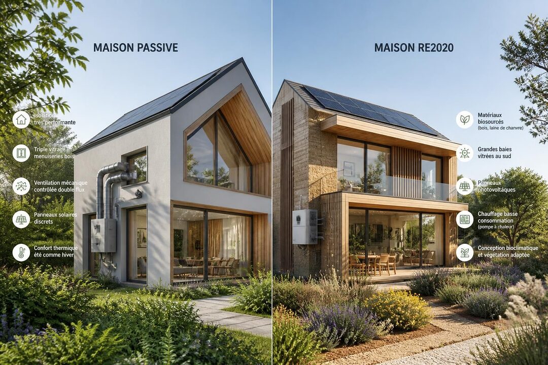 découvrez les différences clés entre une maison passive et une maison répondant à la norme re2020 pour mieux choisir votre future habitation écologique et performante.